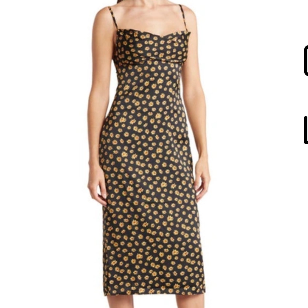 WeWoreWhat Cowl Midi Dress In Black Multi Size 14